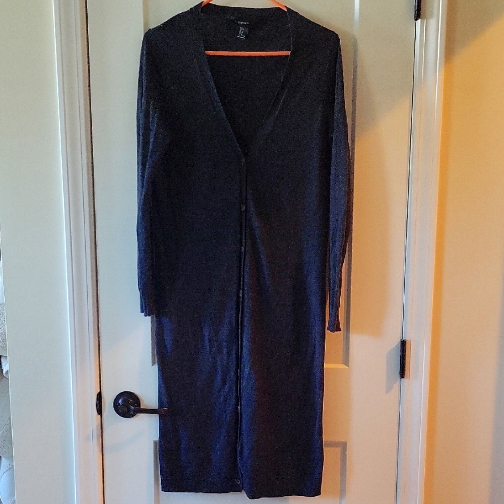 Long Charcoal Gray Cardigan